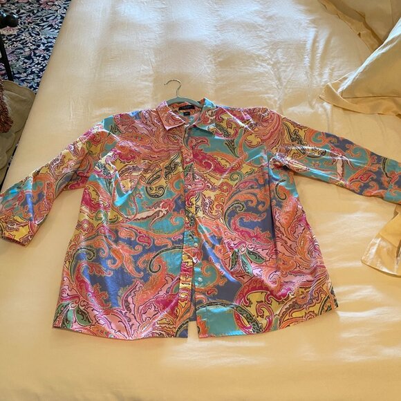 Chaps Womens 3/4 sleeve 100% cotton button down blouse 2XL - Picture 4 of 4